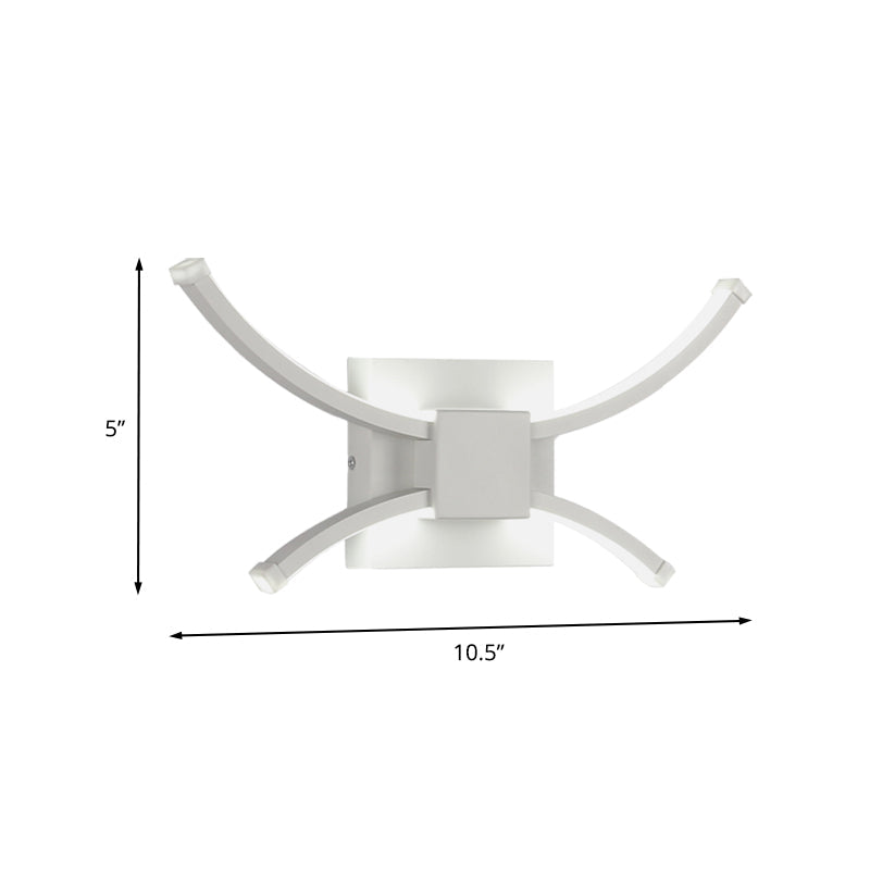 Lisslune | White square and curved linear wall lighting modernist LED metal wall-mounted wall lamp in warm/white light