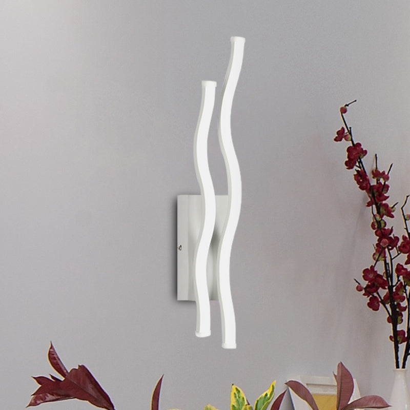 Lisslune | Acrylic 2-Waving Linear Wall Lamp Lighting Simple LED White Wall Lamp Fixture in Warm/White Light