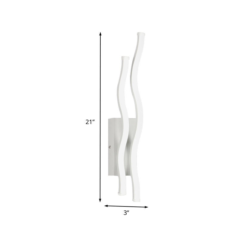 Lisslune | Acrylic 2-Waving Linear Wall Lamp Lighting Simple LED White Wall Lamp Fixture in Warm/White Light