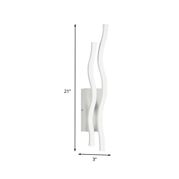 Lisslune | Acrylic 2-Waving Linear Wall Lamp Lighting Simple LED White Wall Lamp Fixture in Warm/White Light