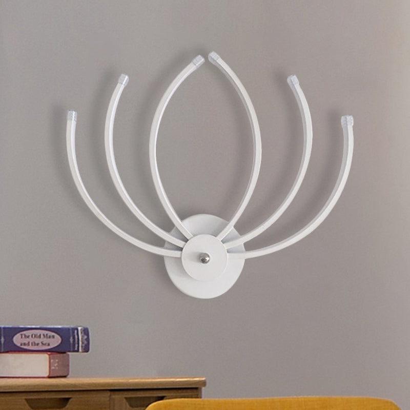 Lisslune | Contemporary Lotus Wall-Mount Wall Light Acrylic LED Nightstand Wall Lamp in White with Linear Design, Warm/White Light
