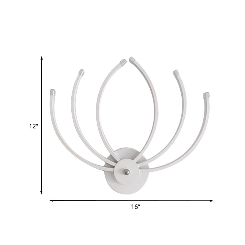 Lisslune | Contemporary Lotus Wall-Mount Wall Light Acrylic LED Nightstand Wall Lamp in White with Linear Design, Warm/White Light