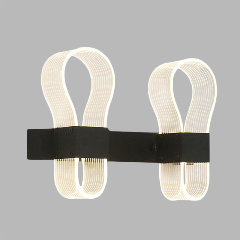 Lisslune | Black Bow Ring Wall Switch Modern 2 Heads Acrylic LED Wall Light with Warm/White Light