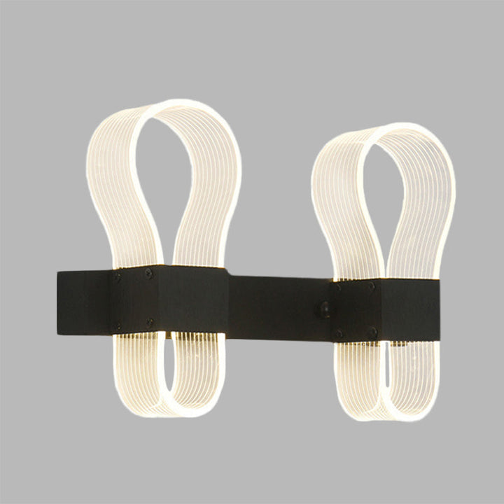 Lisslune | Black Bow Ring Wall Switch Modern 2 Heads Acrylic LED Wall Light with Warm/White Light