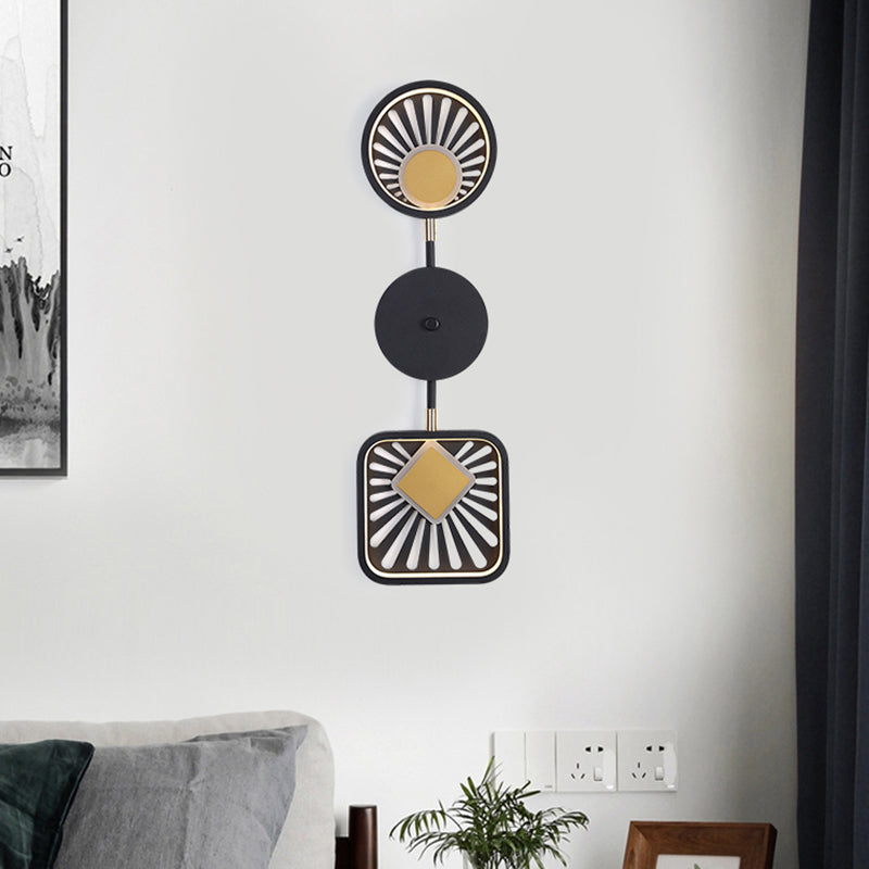 Lisslune | Sector form Living Room Wall Light Metal LED contemporary wall mounted wall lamp in black