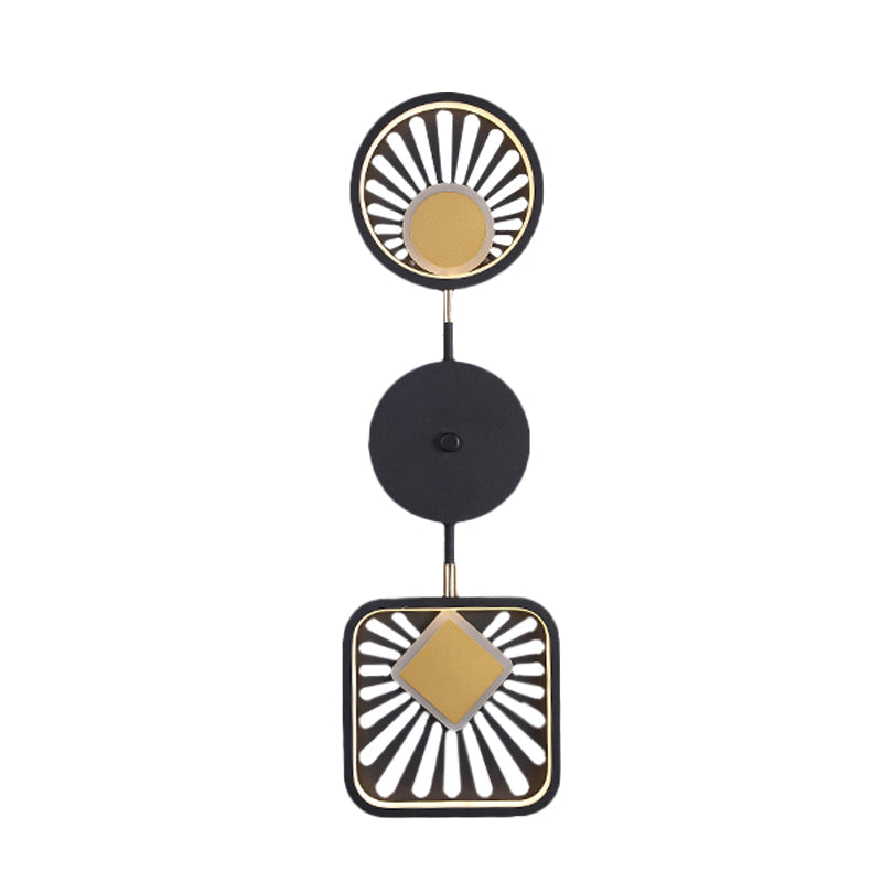 Lisslune | Sector form Living Room Wall Light Metal LED contemporary wall mounted wall lamp in black