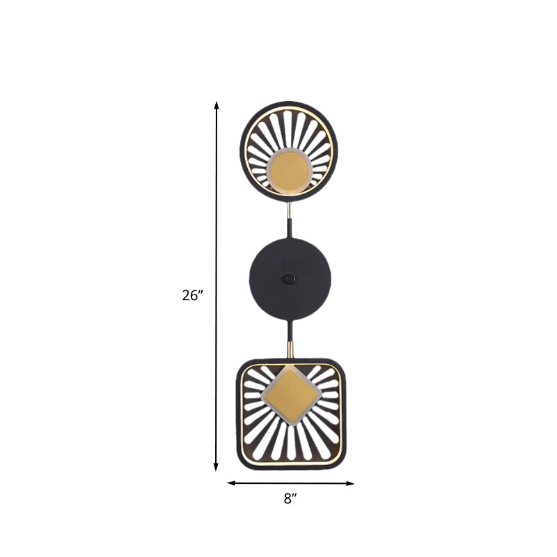 Lisslune | Sector form Living Room Wall Light Metal LED contemporary wall mounted wall lamp in black