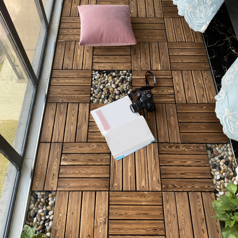 Lisslune | Outdoor composite decking tiles with snap-in stripe detail kit decking tiles