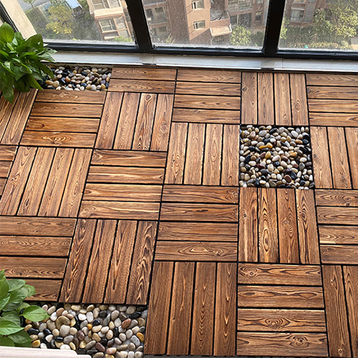 Lisslune | Outdoor composite decking tiles with snap-in stripe detail kit decking tiles