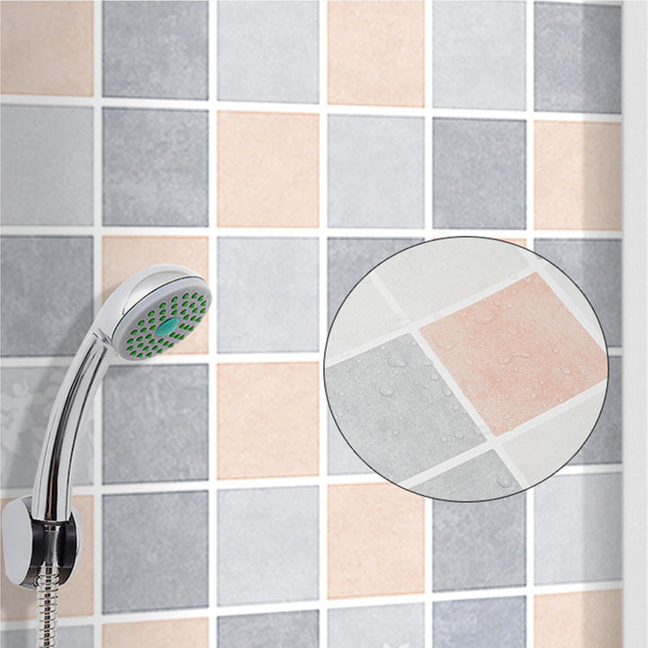 Lisslune | Grid Mosaic Peel & Stick Tiles Scratch-resistant Wallpaper for Bathroom Back Wall