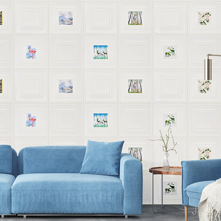 Lisslune | Modern Wall Panel Cartoon Print Peel and Stick Waterproof Wall Panel