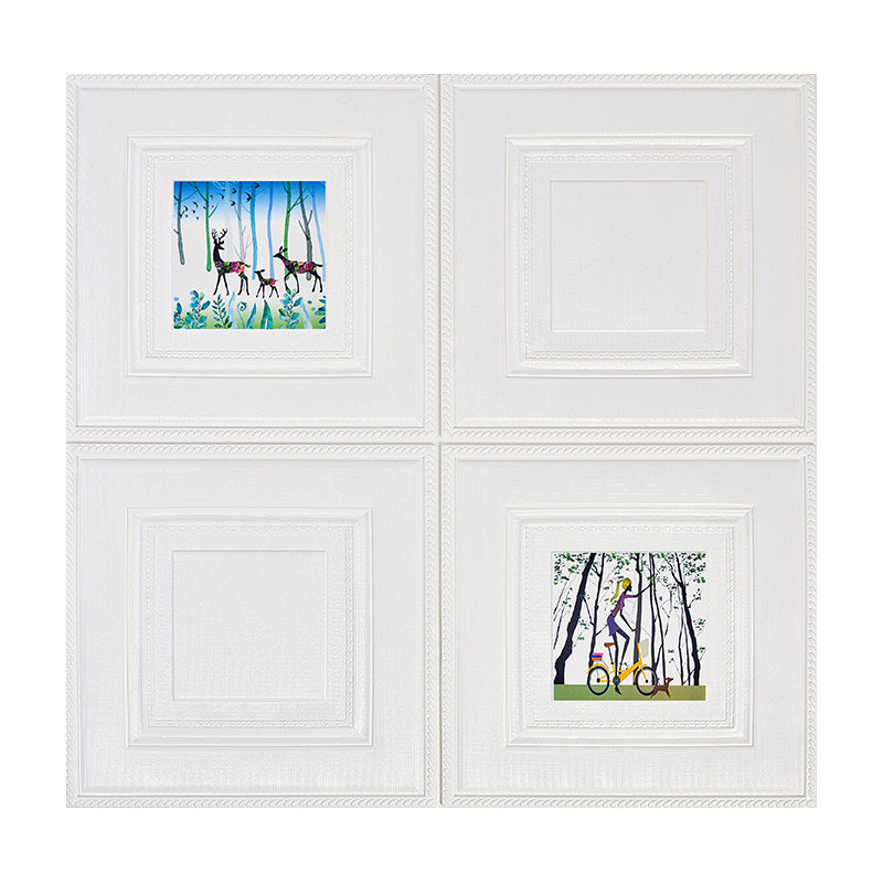 Lisslune | Modern Wall Panel Cartoon Print Peel and Stick Waterproof Wall Panel