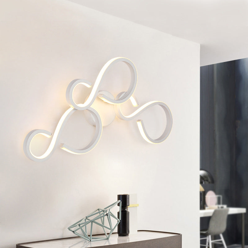 Lisslune | 17"/27.5" H Spiral Living Room Wall Light Light Acrylic LED Modern Wall Light in White