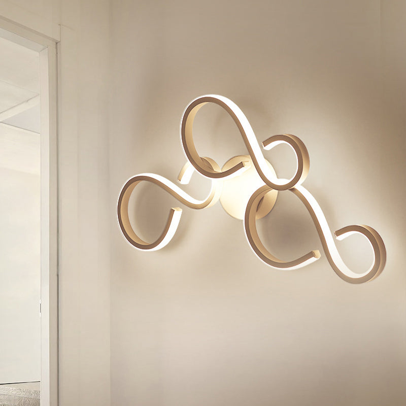 Lisslune | 17"/27.5" H Spiral Living Room Wall Light Light Acrylic LED Modern Wall Light in White