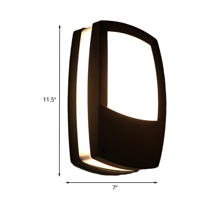 Lisslune | Black Rectangular Wall Light Contemporary LED Acrylic Wall Mount Light for Outdoor