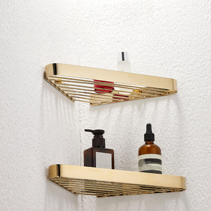 Lisslune | 2-piece modern bathroom accessory set, polished chrome/gold, bathroom shelf