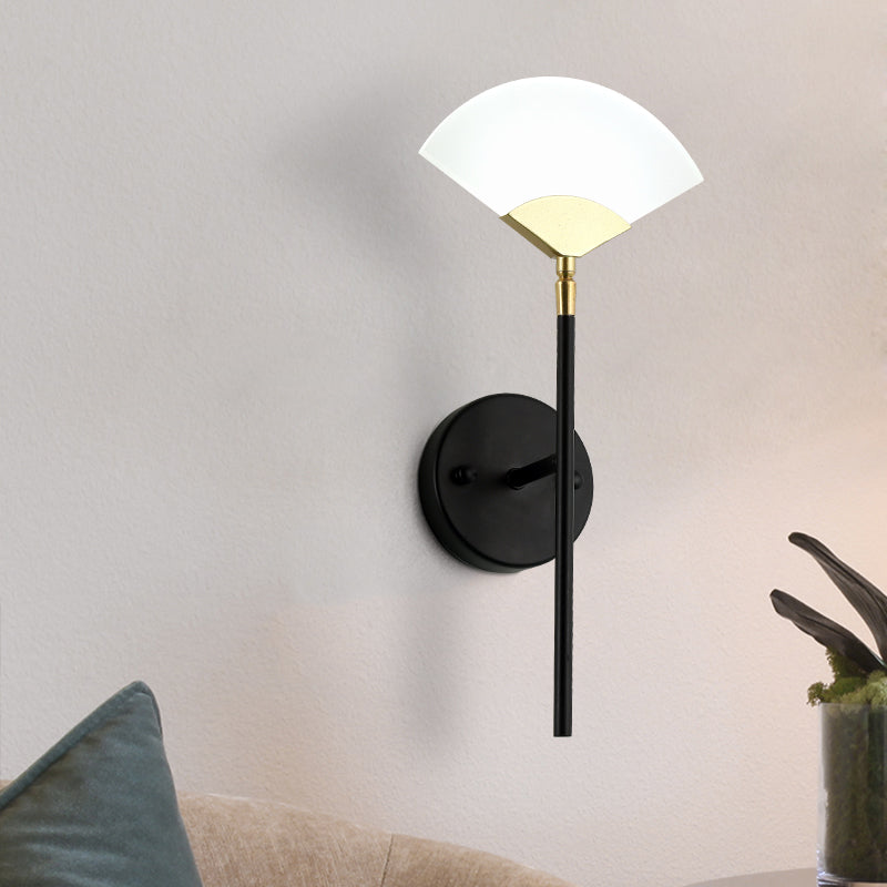 Lisslune | Pencil Arm Metal Wall Mount Light Modern Gold and Black LED Wall Lamp with Sector Acrylic Shade