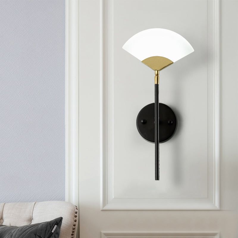 Lisslune | Pencil Arm Metal Wall Mount Light Modern Gold and Black LED Wall Lamp with Sector Acrylic Shade