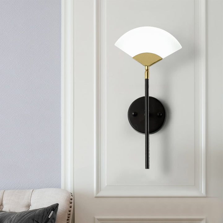 Lisslune | Pencil Arm Metal Wall Mount Light Modern Gold and Black LED Wall Lamp with Sector Acrylic Shade