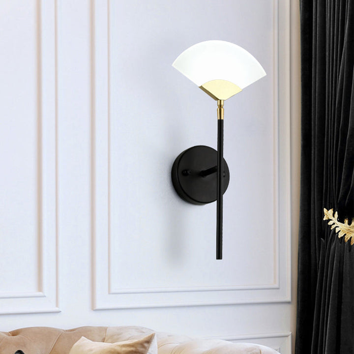 Lisslune | Pencil Arm Metal Wall Mount Light Modern Gold and Black LED Wall Lamp with Sector Acrylic Shade