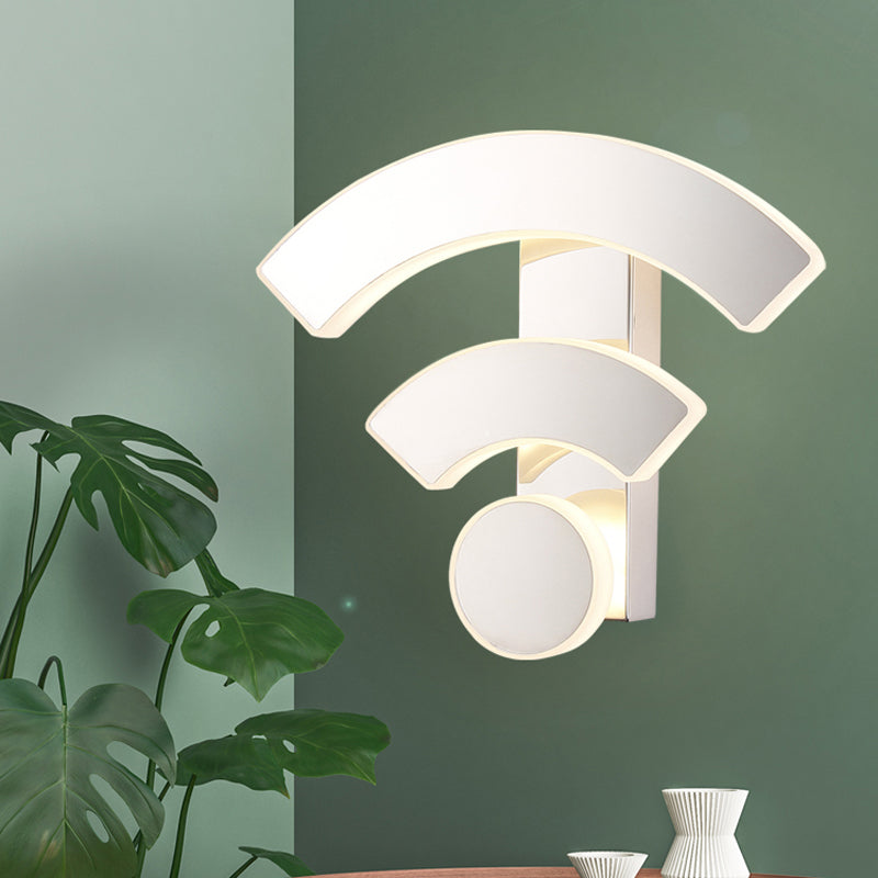 Lisslune | Wifi Logo Wall Light Modernist Acrylic LED White Wall Mounted Lamp in Warm/White Light for Bedroom