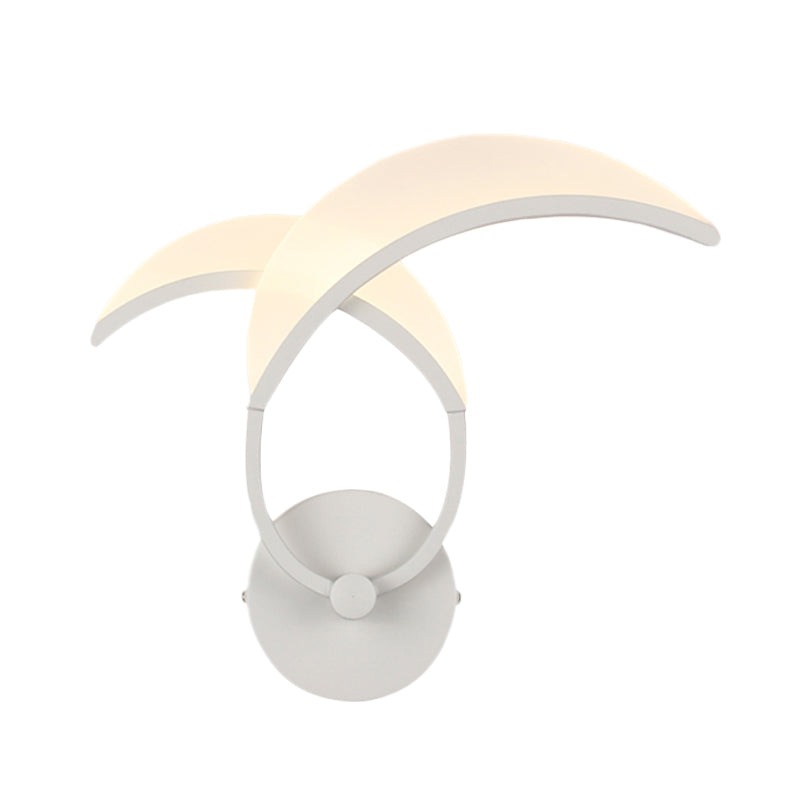 Lisslune | White double curved linear wall lighting minimalist LED metal wall-mounted wall light in warm/white light with meniscus acrylic diffuser