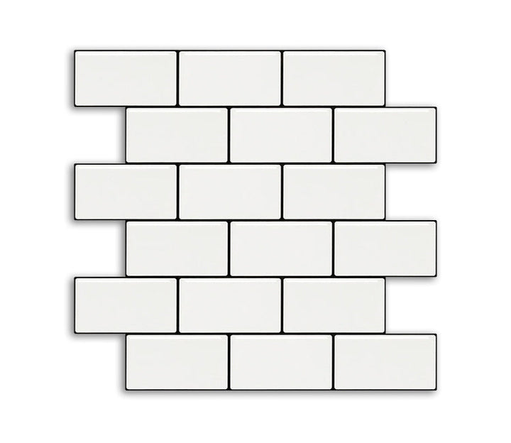 Lisslune | White subway tile Waterproof PVC Peel & Stick tile for backsplash wall