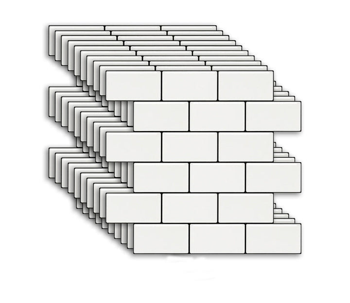 Lisslune | White Subway Tile Waterproof PVC Peel & Stick Tile for Backsplash Wall