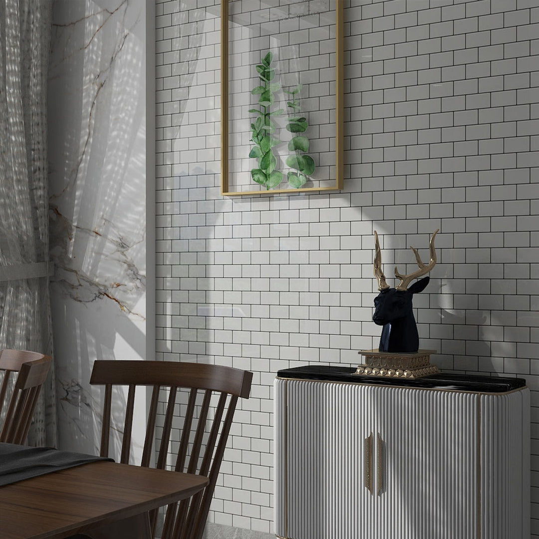 Lisslune | White subway tile Waterproof PVC Peel & Stick tile for backsplash wall