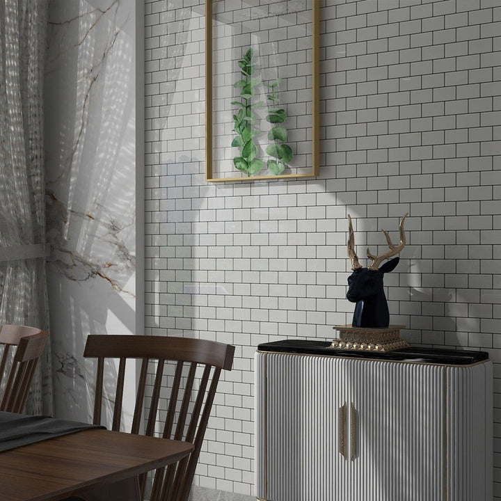Lisslune | White subway tile Waterproof PVC Peel & Stick tile for backsplash wall