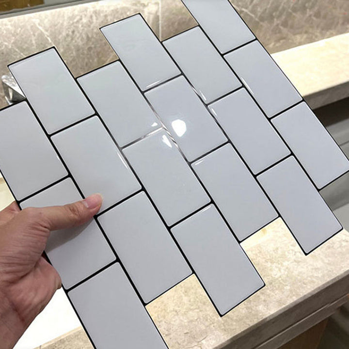 Lisslune | White Subway Tile Waterproof PVC Peel & Stick Tile for Backsplash Wall
