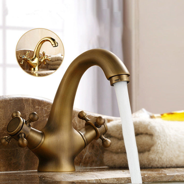 Lisslune | Industrial Widespread Bathroom 2 Faucet Cross Handles Sink Faucet