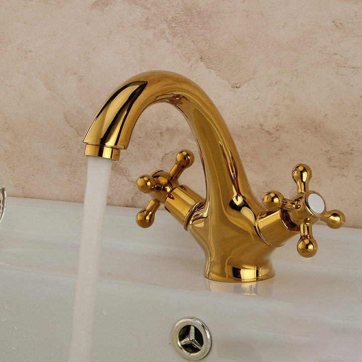 Lisslune | Industrial Widespread Bathroom 2 Faucet Cross Handles Sink Faucet
