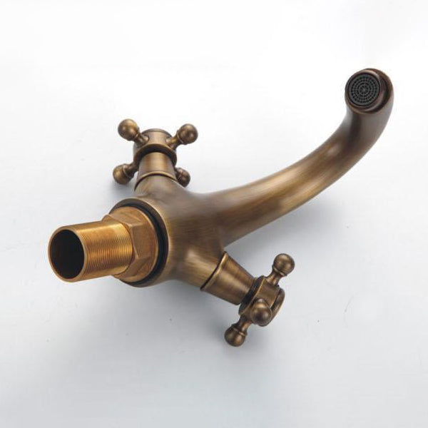 Lisslune | Industrial Widespread Bathroom 2 Faucet Cross Handles Sink Faucet