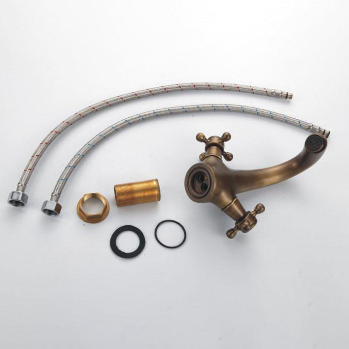 Lisslune | Industrial Widespread Bathroom 2 Faucet Cross Handles Sink Faucet