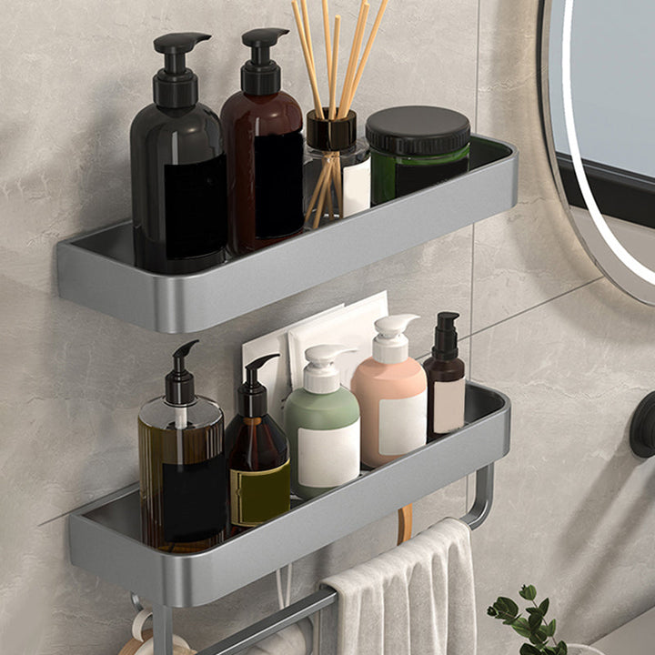 Lisslune | Modern Grey 2-piece Bathroom Accessory Set, Matt Grey, Bathroom Shelf