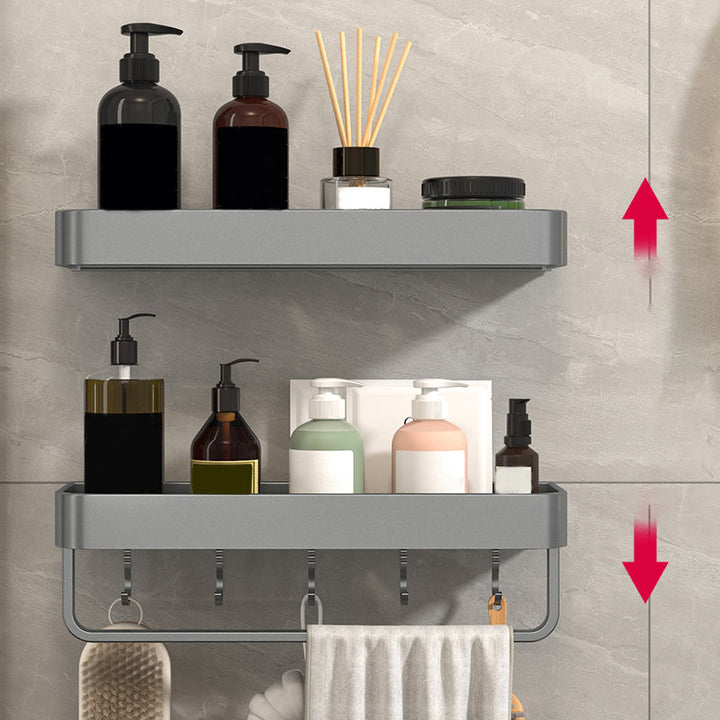 Lisslune | Modern Grey 2-piece Bathroom Accessory Set, Matt Grey, Bathroom Shelf