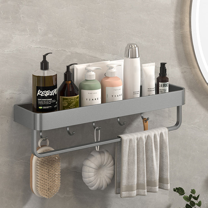 Lisslune | Modern Grey 2-piece Bathroom Accessory Set, Matt Grey, Bathroom Shelf