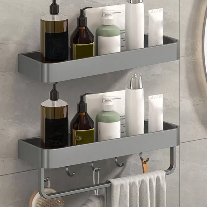 Lisslune | Modern Grey 2-piece Bathroom Accessory Set, Matt Grey, Bathroom Shelf