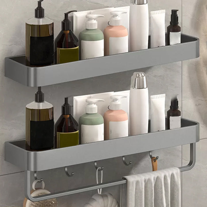 Lisslune | Modern Grey 2-piece Bathroom Accessory Set, Matt Grey, Bathroom Shelf
