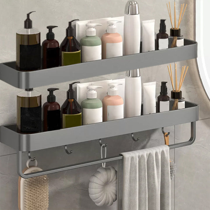 Lisslune | Modern Grey 2-piece Bathroom Accessory Set, Matte Grey, Bathroom Shelf