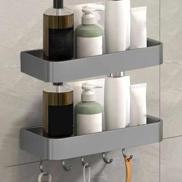 Lisslune | Modern Grey 2-piece Bathroom Accessory Set, Matt Grey, Bathroom Shelf