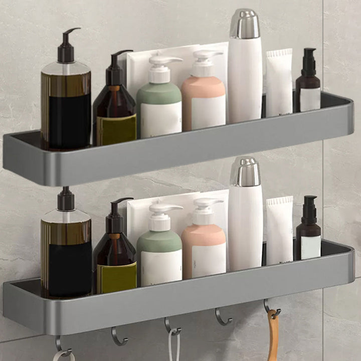 Lisslune | Modern Grey 2-piece Bathroom Accessory Set, Matt Grey, Bathroom Shelf