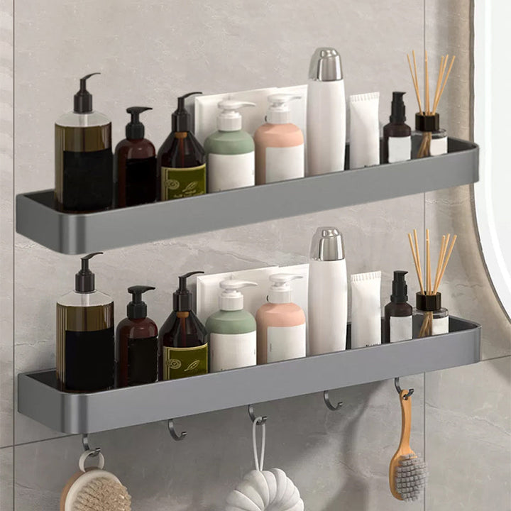Lisslune | Modern Grey 2-piece Bathroom Accessory Set, Matt Grey, Bathroom Shelf