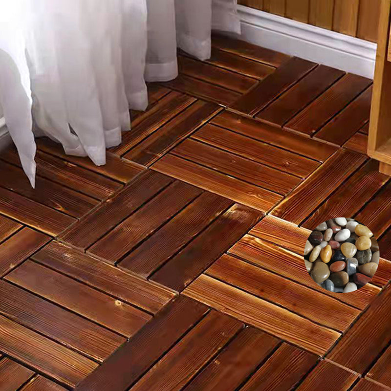 Lisslune | 4-Slat Wood Floor Tiles Interlocking Installation Floor Tiles