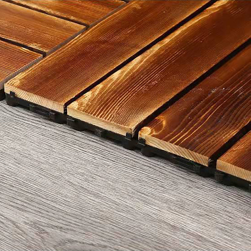 Lisslune | 4-Slat Wood Floor Tiles Interlocking Installation Floor Tiles