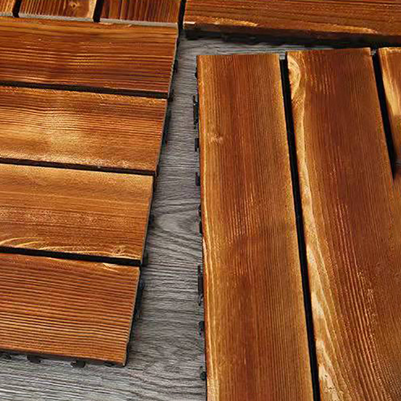 Lisslune | 4-Slat Wood Floor Tiles Interlocking Installation Floor Tiles