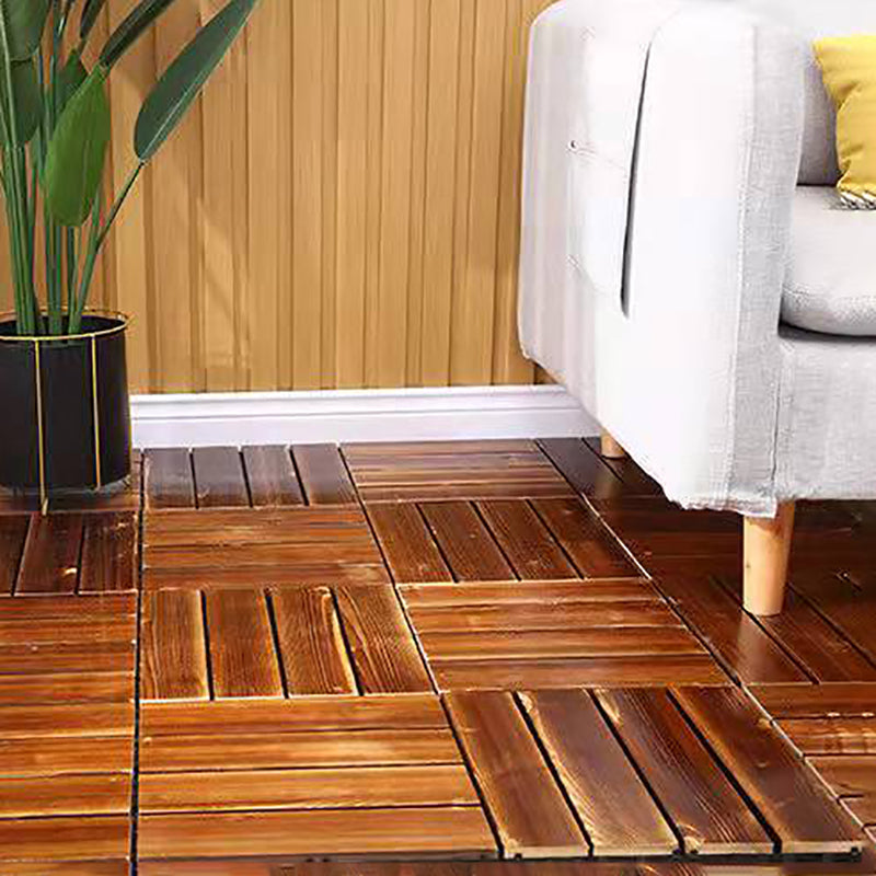 Lisslune | 4-Slat Wood Floor Tiles Interlocking Installation Floor Tiles