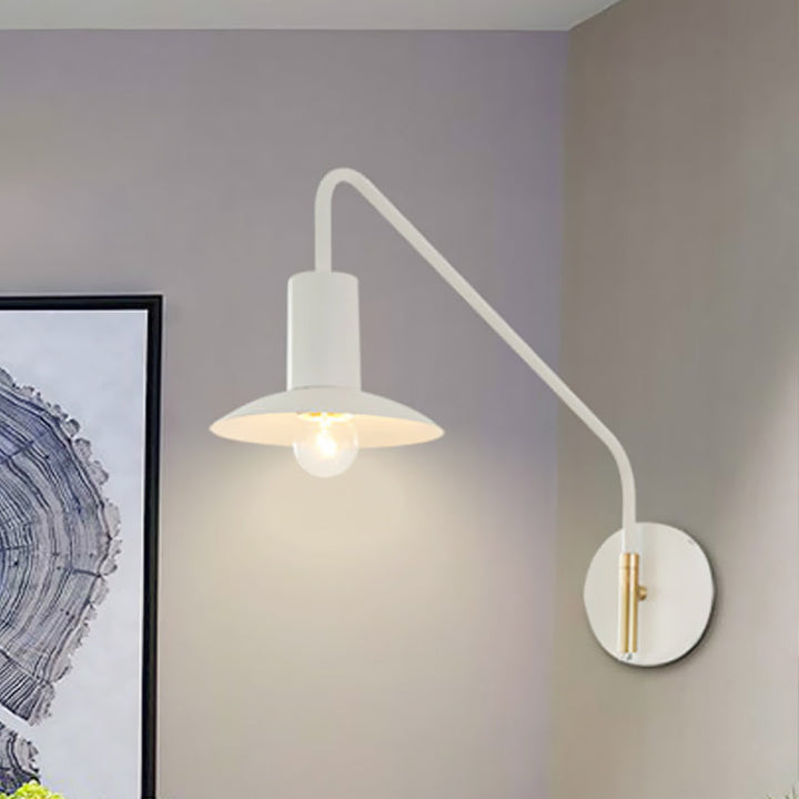 Lisslune | Wide Flare Bedroom Wall Lighting Fixture Metallic 1-Light Modernism Wall Light in White