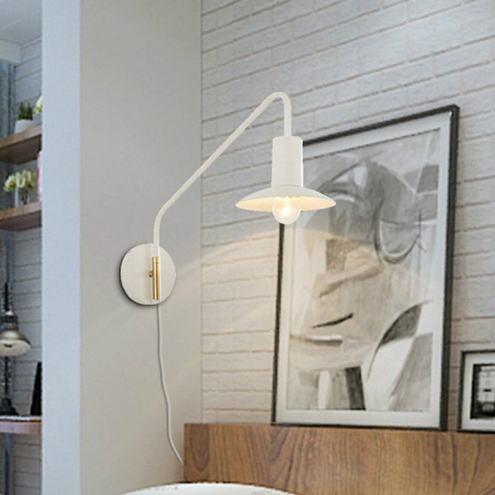 Lisslune | Wide Flare Bedroom Wall Lighting Fixture Metallic 1-Light Modernism Wall Light in White